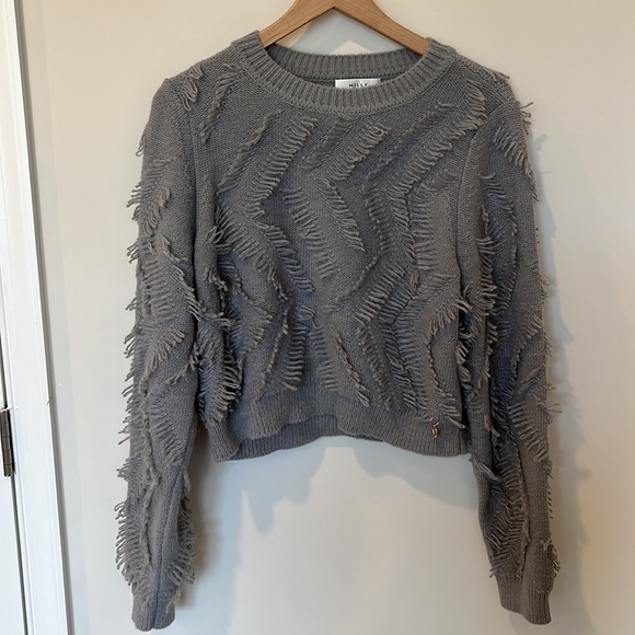 Milly Knit Sweater Loop Fringe Crop Top - Picture 4 of 8